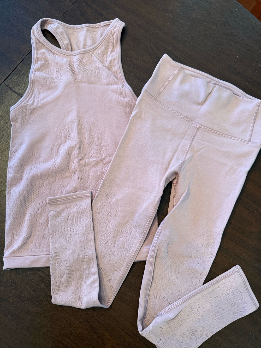 lululemon Mauve Reveal Zen Expression Racerback Tank & Leggings